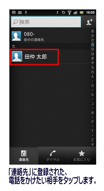 電話をかけたい人をタップします。