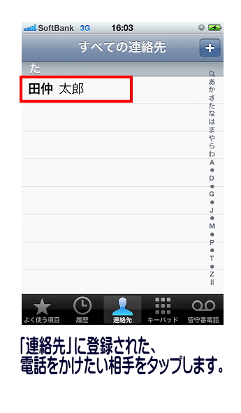 電話をかけたい人をタップします。